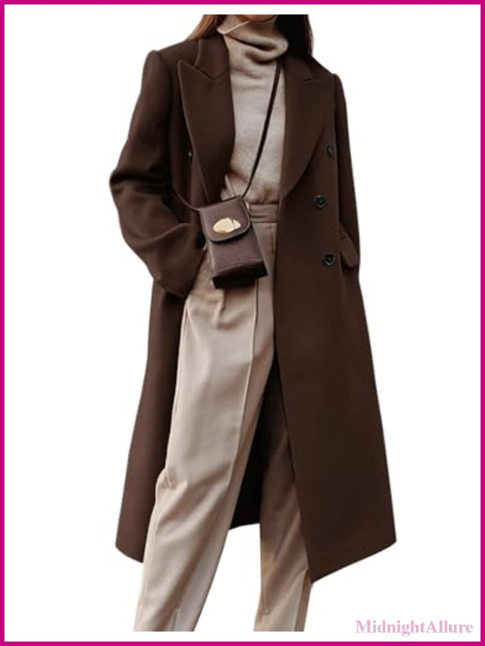 Womens Long Double Breasted Wool Peacoat Fall Winter